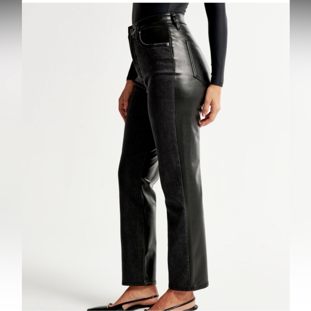 Abercrombie & Fitch Mixed Fabric The Ankle Straight Ultra High Rise Jeans 14XL - Picture 2 of 9
